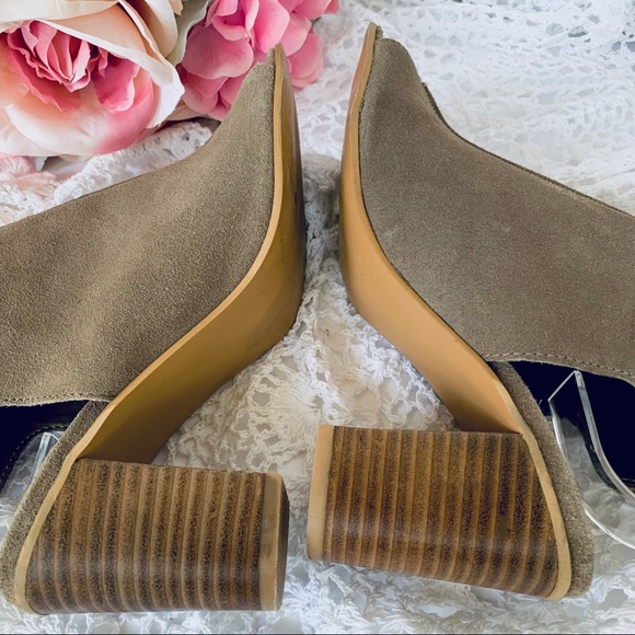 STEVE MADDEN CATLYNA SUEDE PEEP TOE OPEN BACK BLOCK HEEL SANDAL BOOTIE - Picture 5 of 16